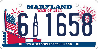 MD license plate 6AD1658