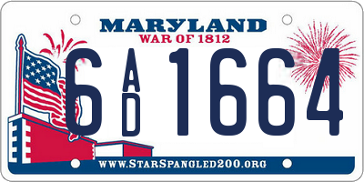 MD license plate 6AD1664