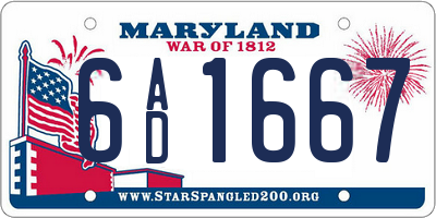 MD license plate 6AD1667