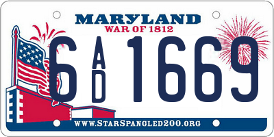 MD license plate 6AD1669