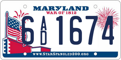 MD license plate 6AD1674