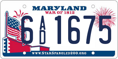 MD license plate 6AD1675
