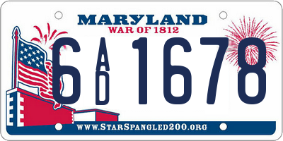 MD license plate 6AD1678