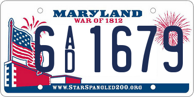 MD license plate 6AD1679