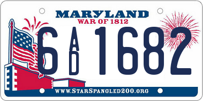 MD license plate 6AD1682