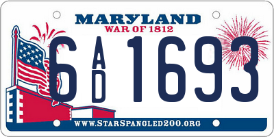 MD license plate 6AD1693