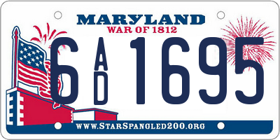 MD license plate 6AD1695