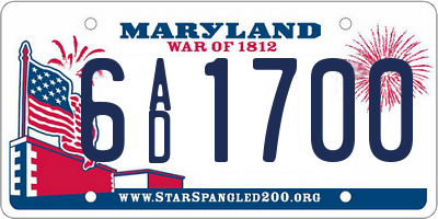 MD license plate 6AD1700