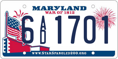 MD license plate 6AD1701