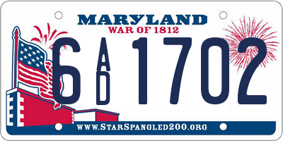 MD license plate 6AD1702