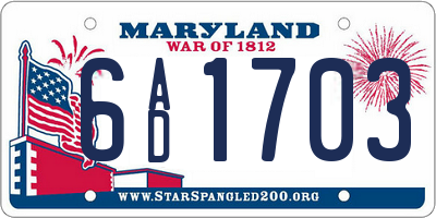 MD license plate 6AD1703