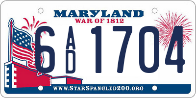 MD license plate 6AD1704