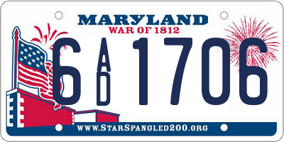 MD license plate 6AD1706