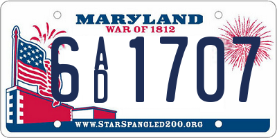 MD license plate 6AD1707