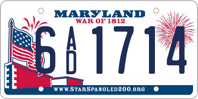 MD license plate 6AD1714