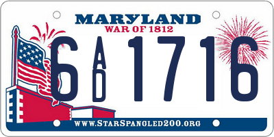 MD license plate 6AD1716