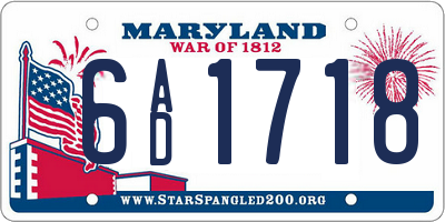 MD license plate 6AD1718