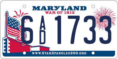 MD license plate 6AD1733
