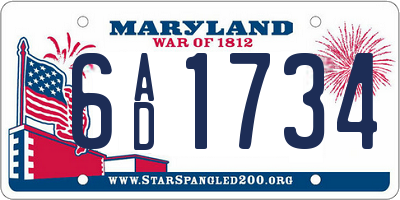 MD license plate 6AD1734