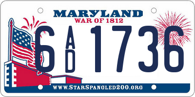 MD license plate 6AD1736