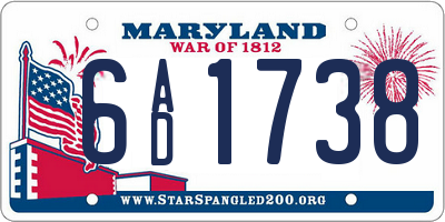 MD license plate 6AD1738