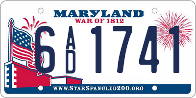 MD license plate 6AD1741