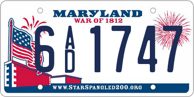 MD license plate 6AD1747