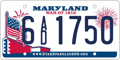 MD license plate 6AD1750