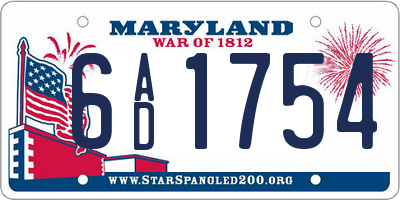 MD license plate 6AD1754