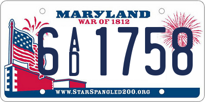 MD license plate 6AD1758