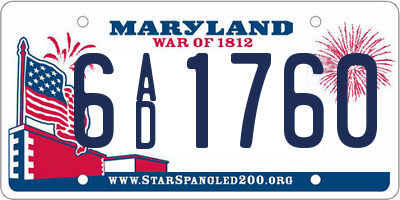 MD license plate 6AD1760