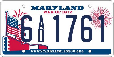 MD license plate 6AD1761