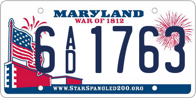 MD license plate 6AD1763