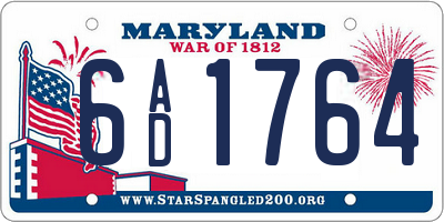 MD license plate 6AD1764