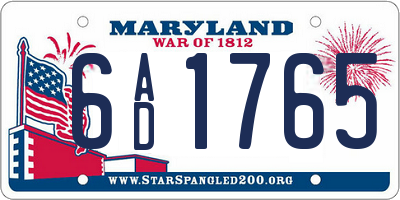 MD license plate 6AD1765