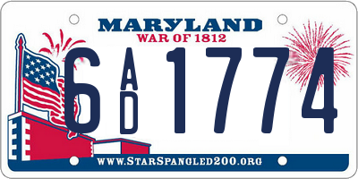 MD license plate 6AD1774