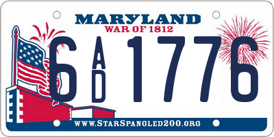 MD license plate 6AD1776