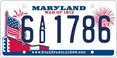 MD license plate 6AD1786