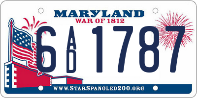 MD license plate 6AD1787