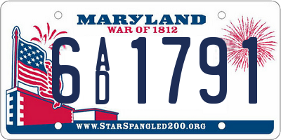 MD license plate 6AD1791