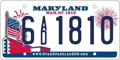 MD license plate 6AD1810