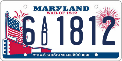 MD license plate 6AD1812