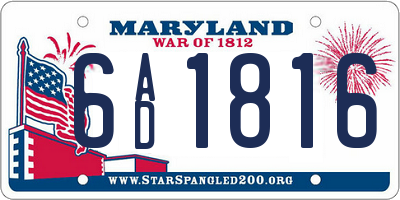 MD license plate 6AD1816
