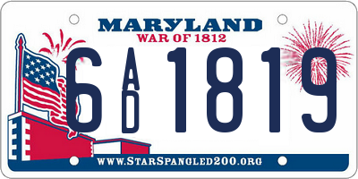 MD license plate 6AD1819
