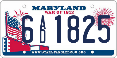 MD license plate 6AD1825