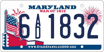 MD license plate 6AD1832