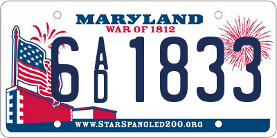 MD license plate 6AD1833