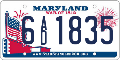MD license plate 6AD1835