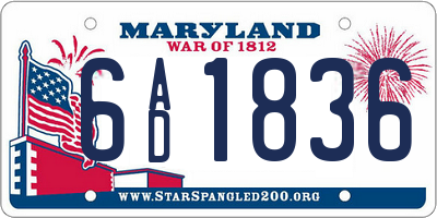 MD license plate 6AD1836