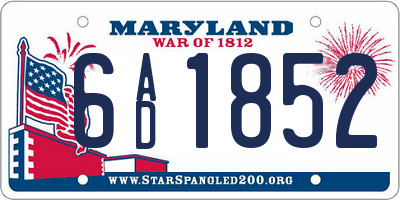MD license plate 6AD1852